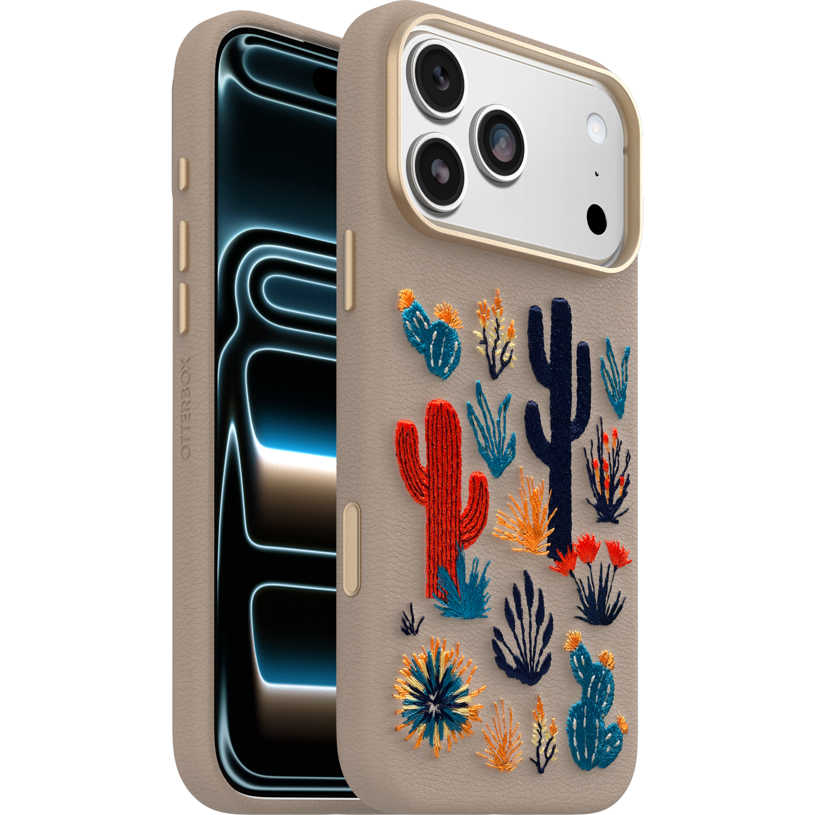 iPhone 17 Pro Max Symmetry Series Cactus Leather Embroidery Case - Image 15868