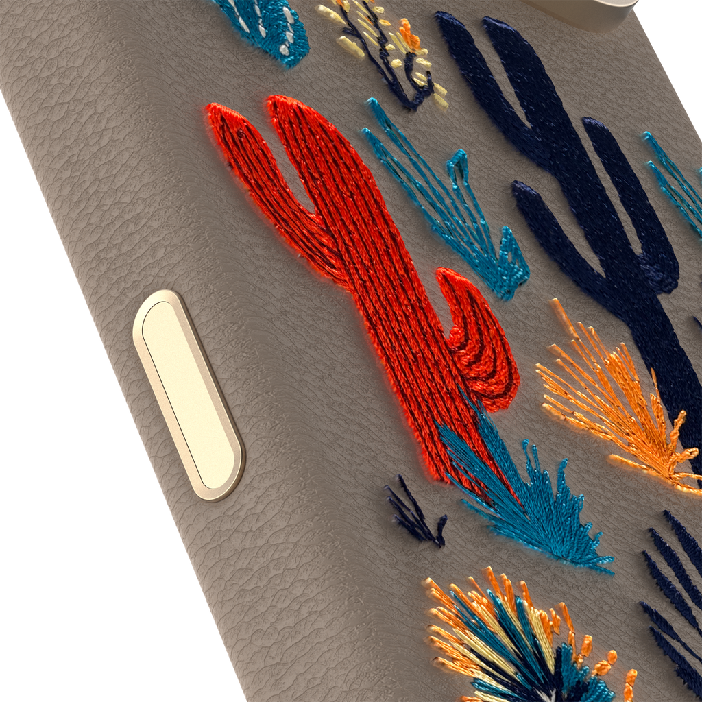 iPhone 17 Pro Max Symmetry Series Cactus Leather Embroidery Case - Image 15870