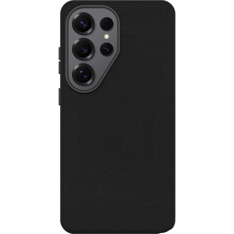 Black phone case with a textured finish on a white background