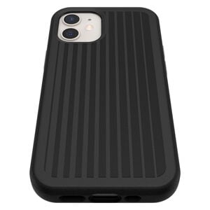 Black phone case with ribbed texture on a white background