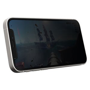 Smartphone with a reflective screen on a white background
