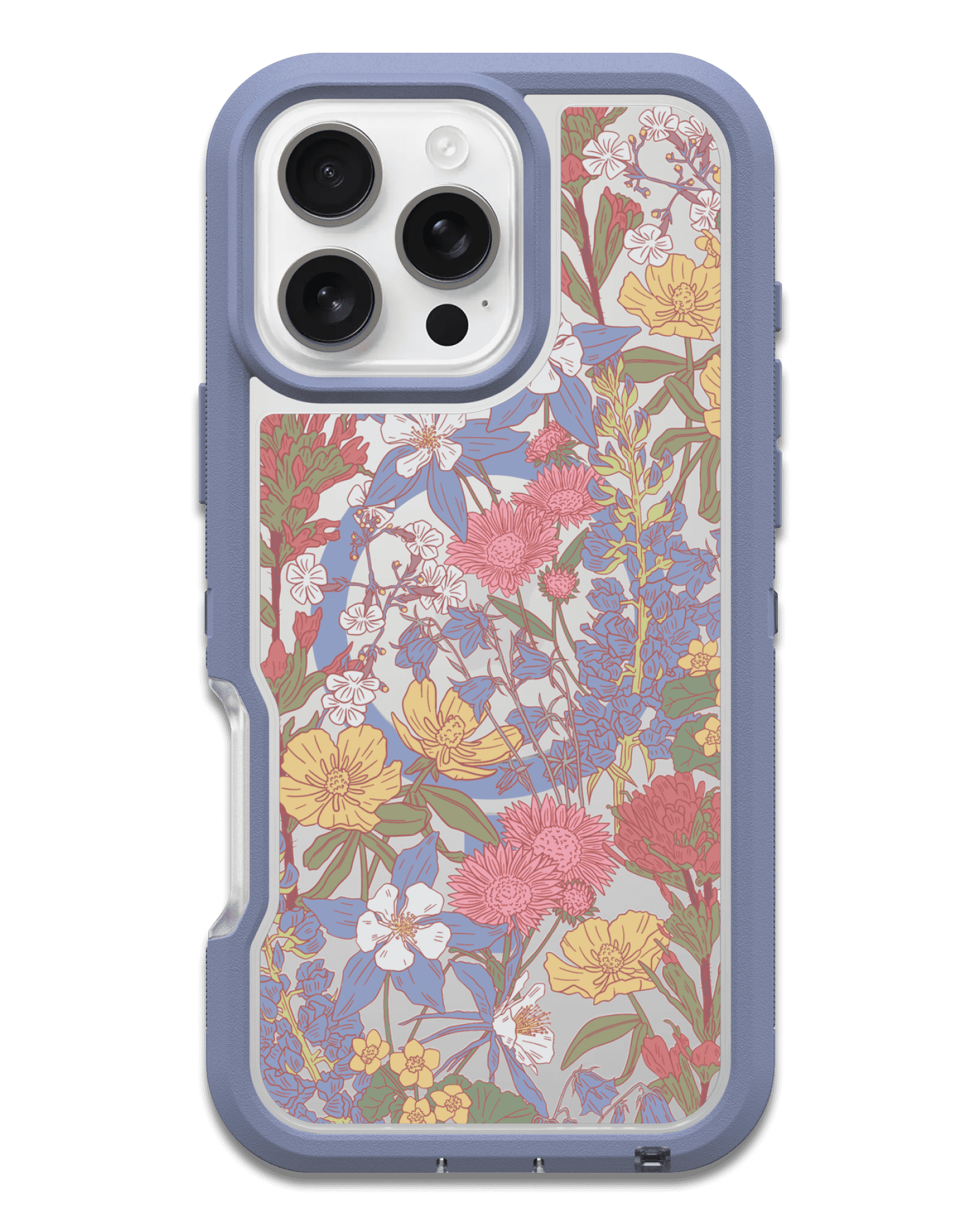 Phone case with floral design on a green background