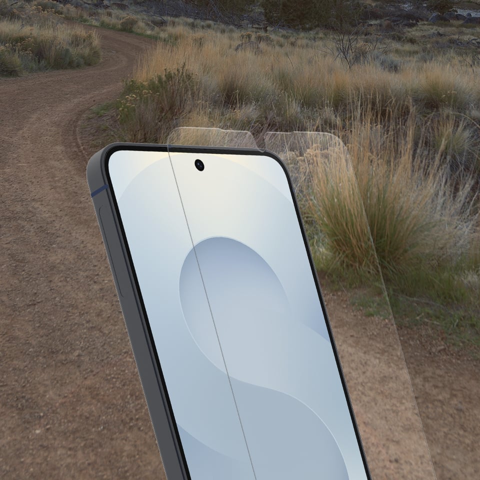 Smartphone with screen protector on a natural background