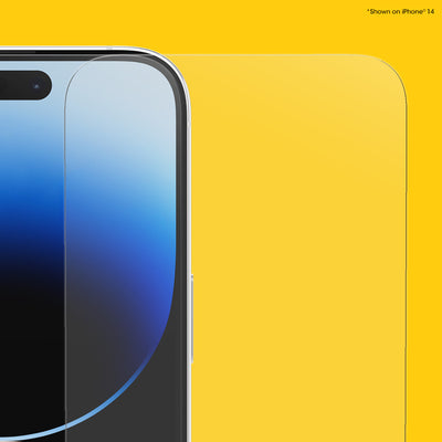 Smartphone with a screen protector on a yellow background