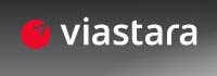 Viastara logo with a red circle and white text on a black background
