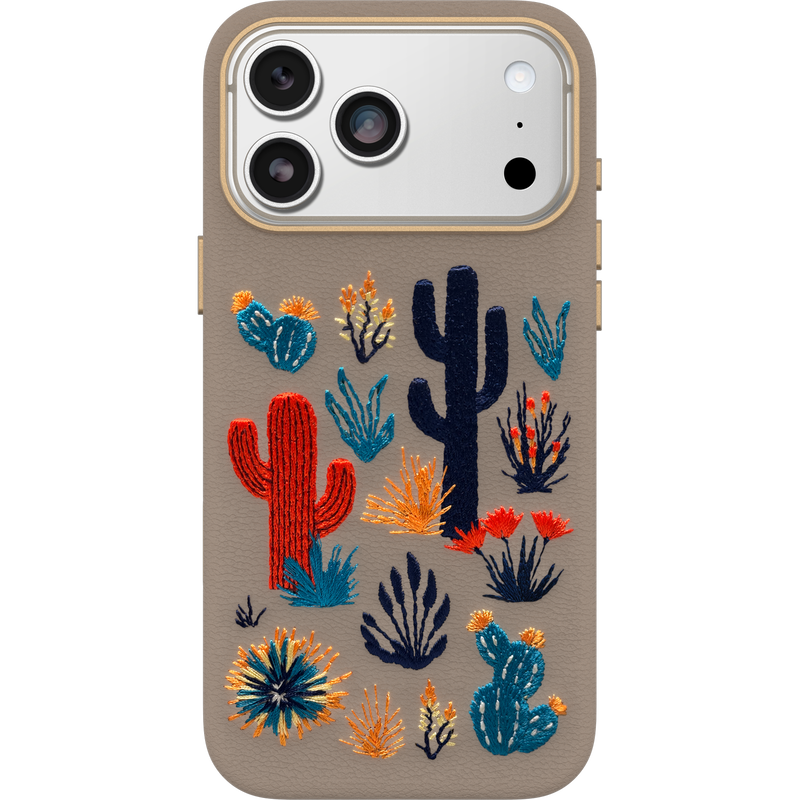 product image 2 - iPhone 17 Pro Max Case Symmetry Series Cactus Leather Embroidery