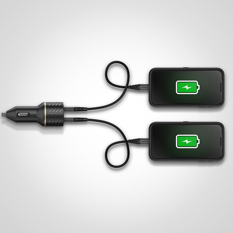 product image 4 - USB-C to USB-C Dual Port Car Charger, 50W Combined Fast Charge