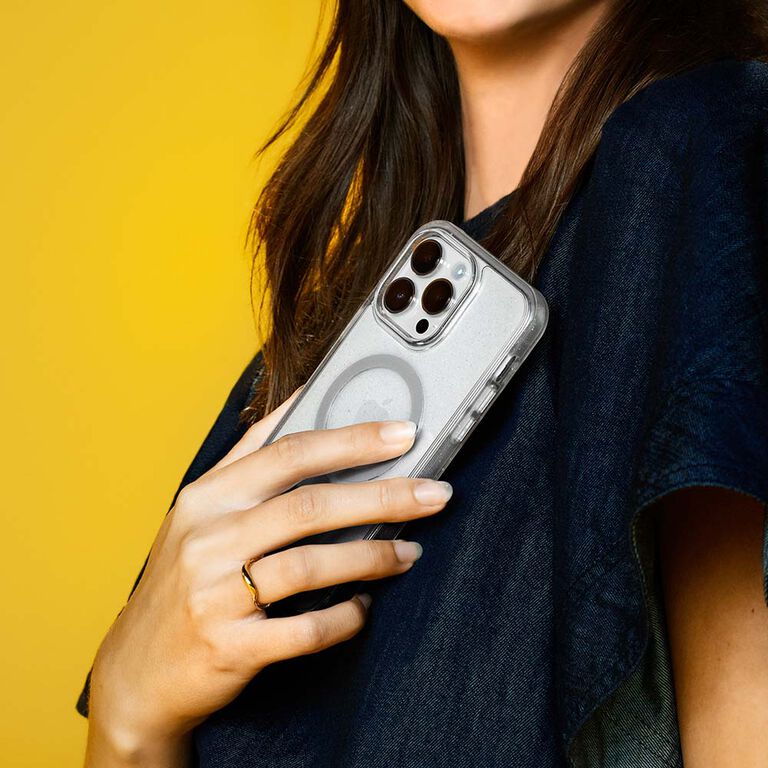 Woman with clear iphone case | OtterBox