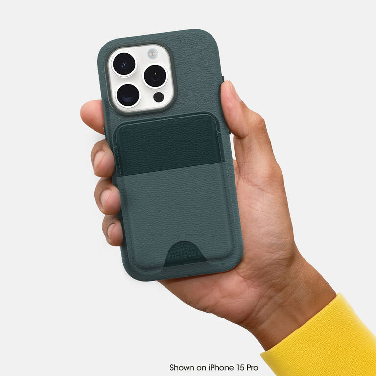 cactus leather wallet for MagSafe attached to cactus leather case