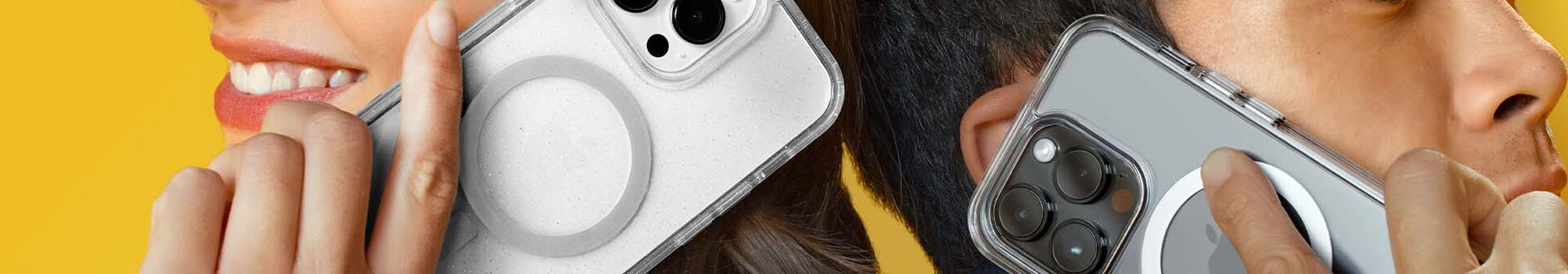 two people with clear iphone cases | Otterbox