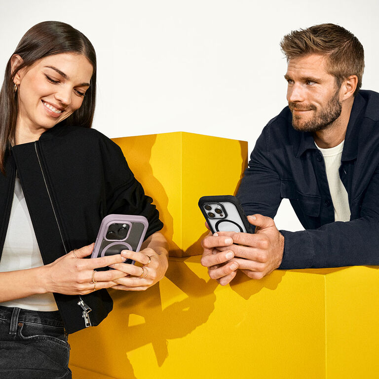 couple using clear rugged iPhone cases