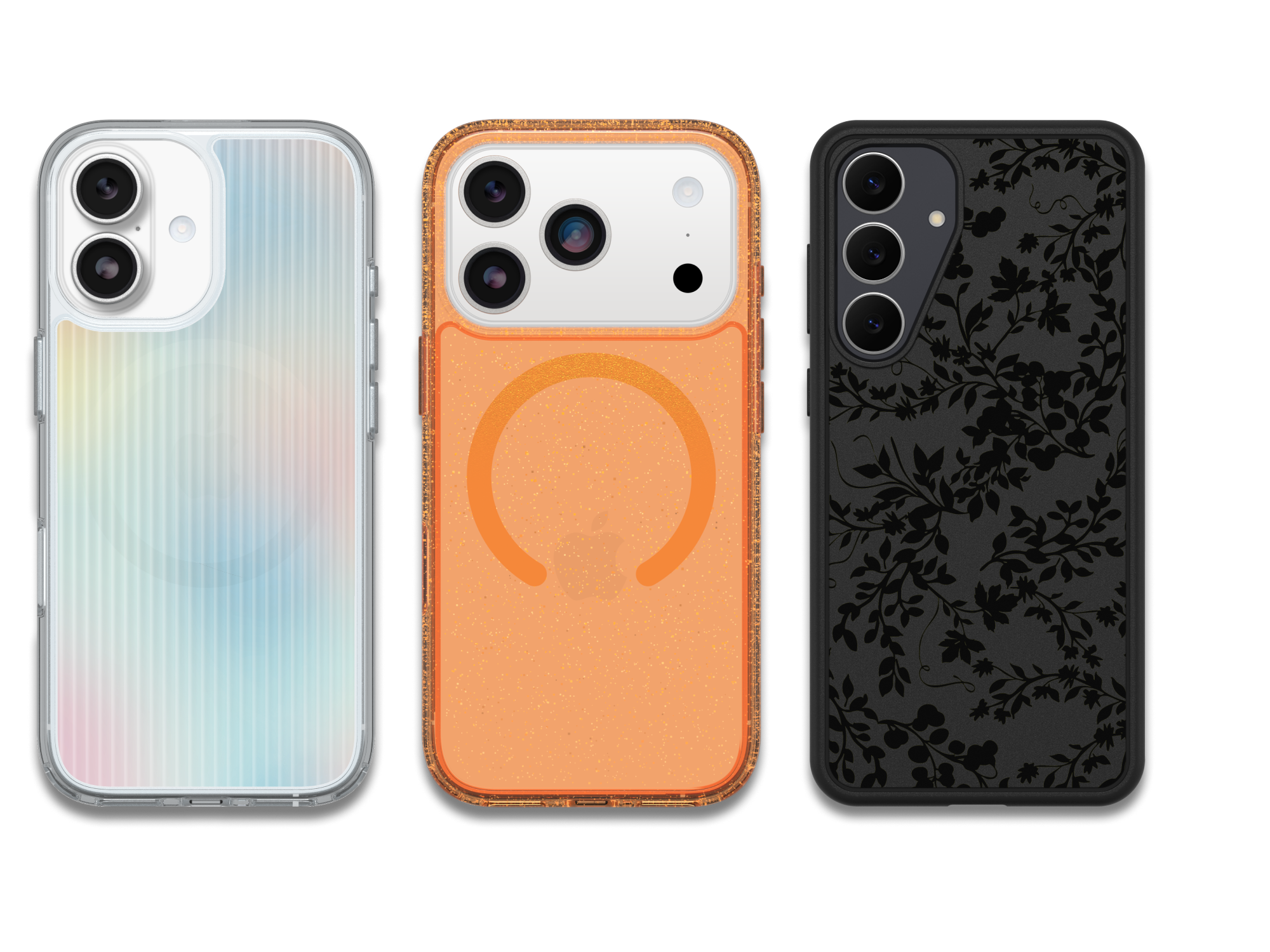Colorful, Orange Sparkle, and Black Floral iPhone and Galaxy Phone Cases | OtterBox