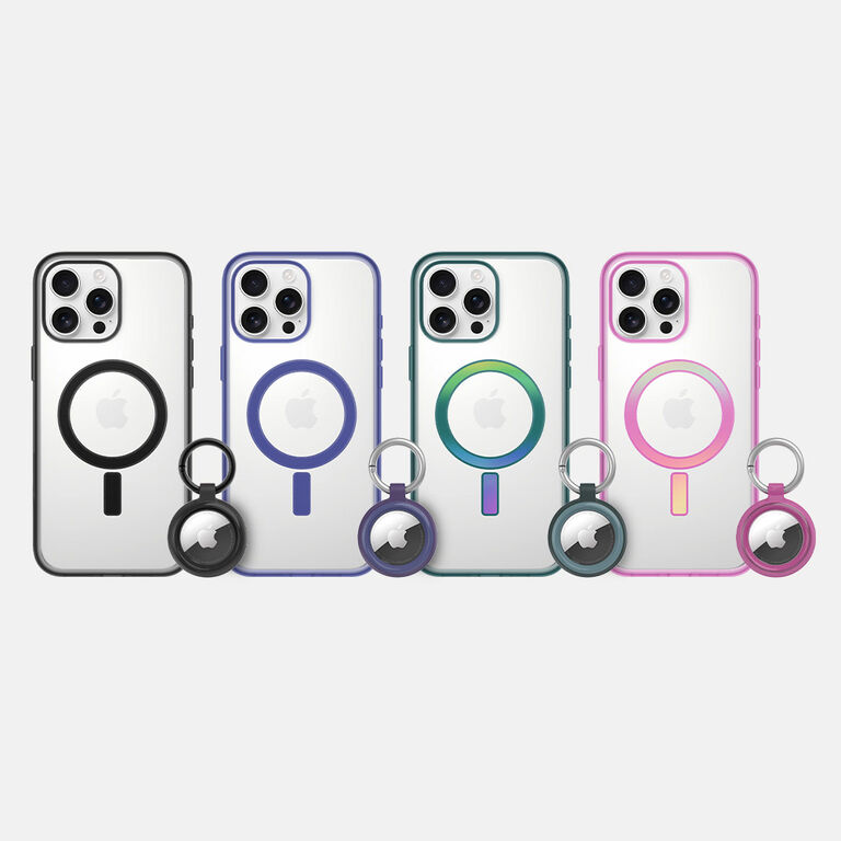 metallic iPhone and AirTag cases