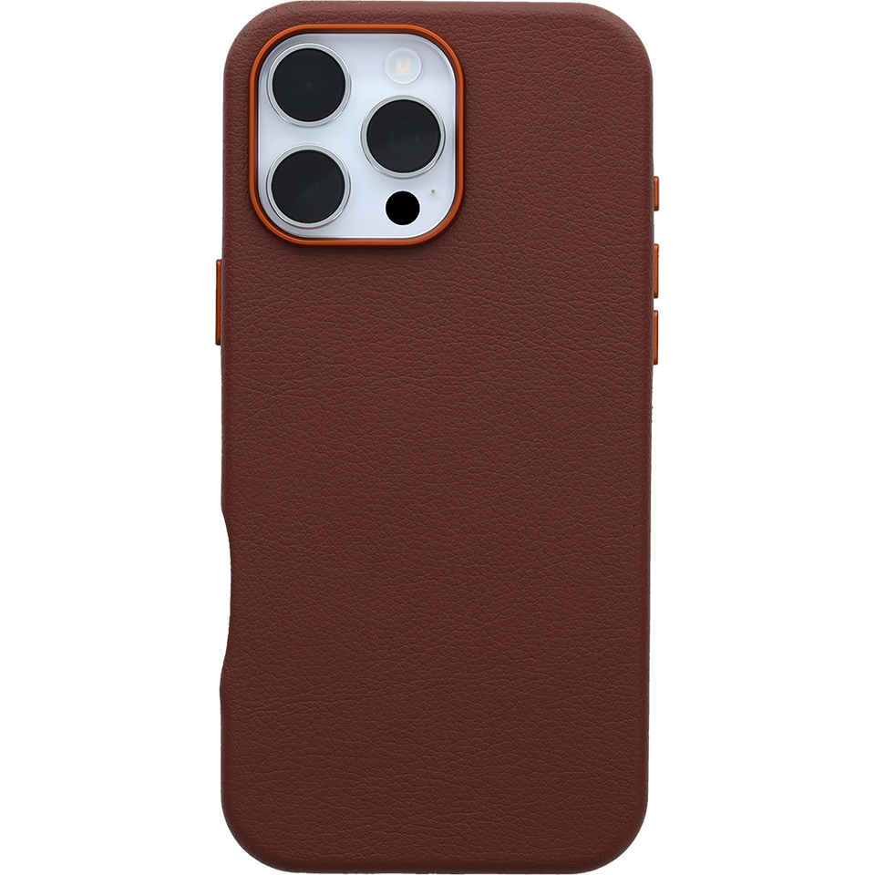 Brown Faux leather iPhone 16 Pro Max case 