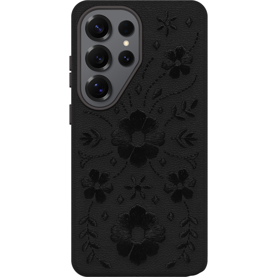 Black Cactus Leather Embroidery Case