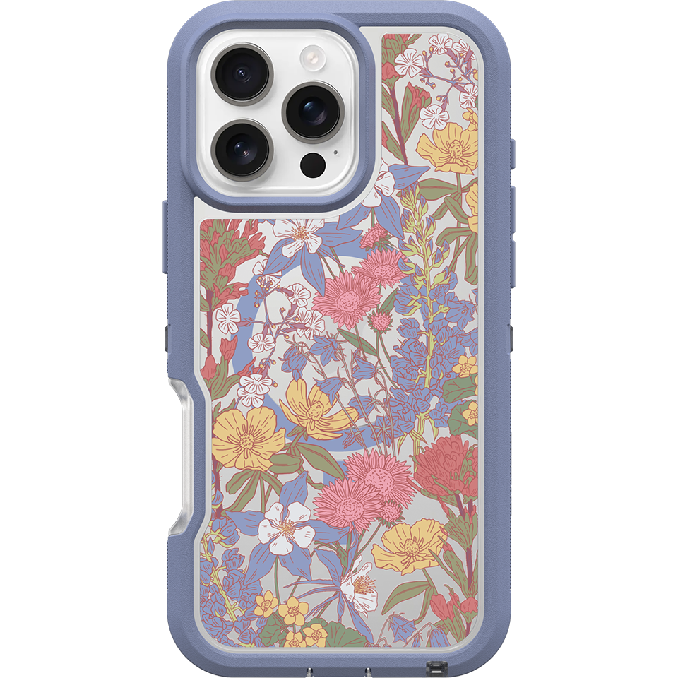 Clear floral rugged iPhone 16 Pro Max Case Defender Series Pro XT